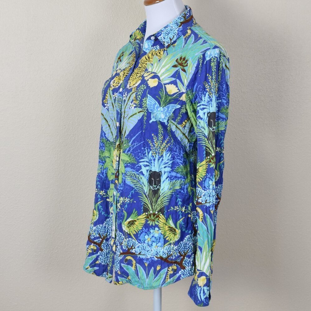 J. Mclaughlin Jungle Print Button Front Blouse S - image 5